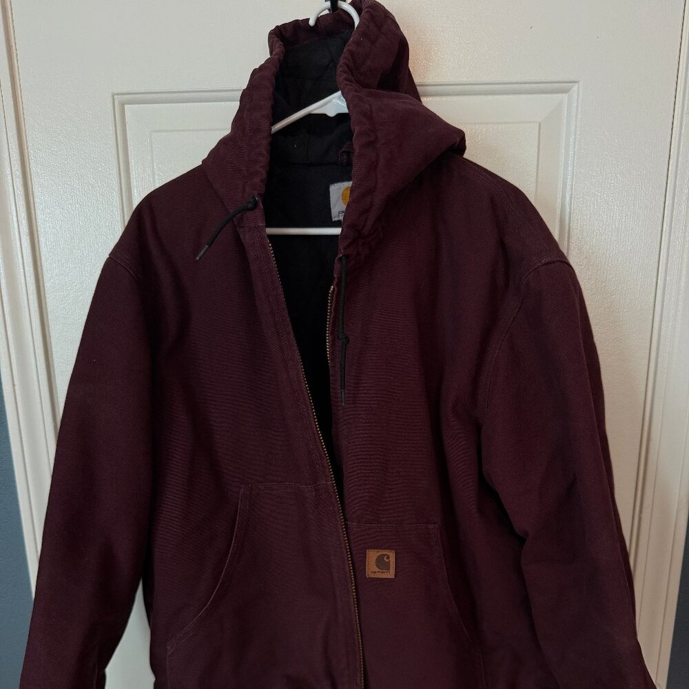 Carhartt men's dark cedar color duck work jacket - size large - barely worn